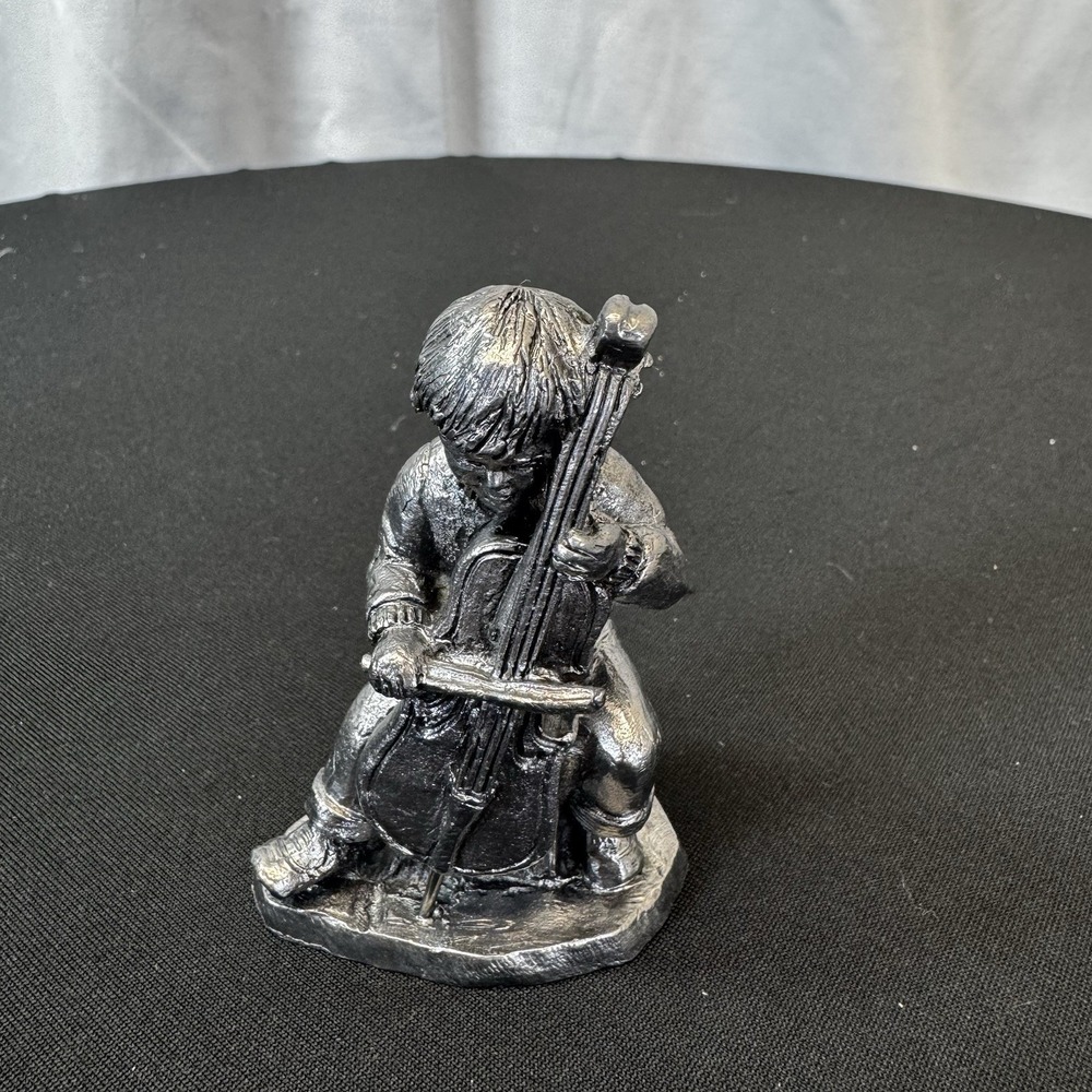 Pewter Figurine by Ricker Boy with Bass Fiddle #13062